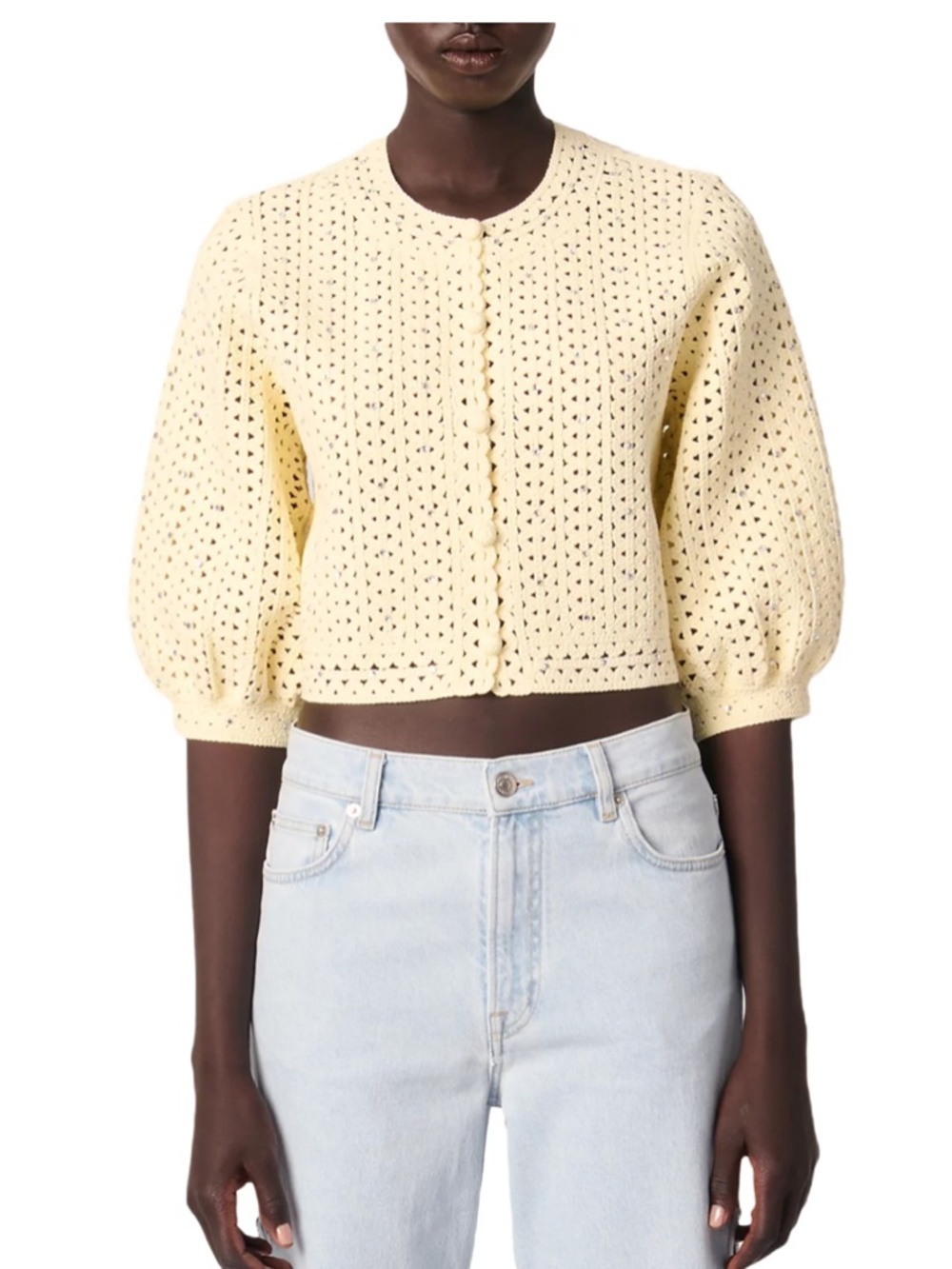 Making Cropped Rhinestone Crochet Cardigan